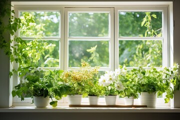 window sill garden with various plants