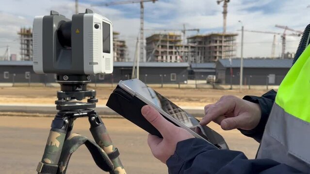 geodesic device laser scanner on the construction site