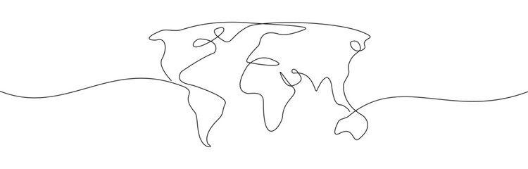 Earth Day concept, world map line continuous, world map one line icon – stock vector