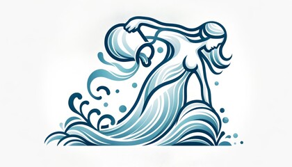 Zodiac signs, western astrology, 2D illustration of the Aquarius zodiac sign