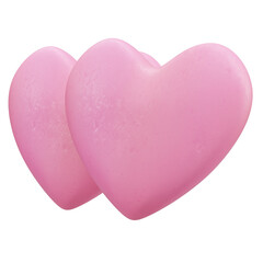 Couple of pink hearts. valentines day concept isolated on transparent background