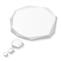 White blank paper speech bubble, geometric chat sign icon - vector
