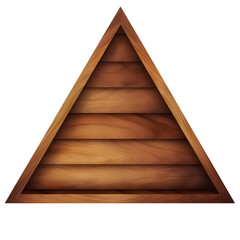 Triangular wooden signboard isolated on transparent background