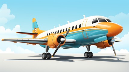 Fototapeta na wymiar Cartoon-Style Airplane on White Background