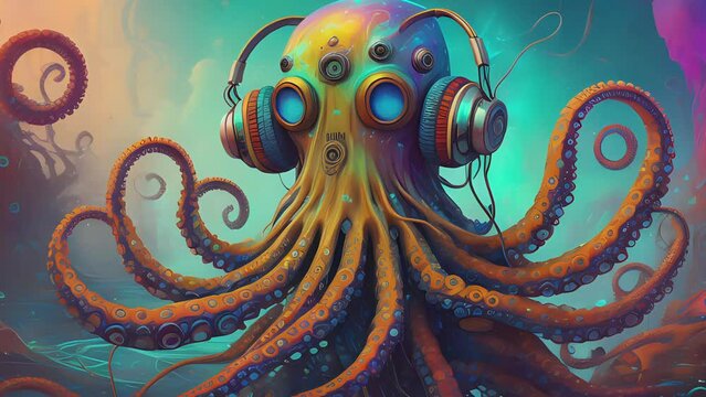 neon octopus made with generative A.I 
