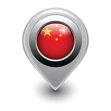 china map pointer with the flag of china on it illustration