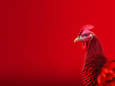 Thanksgiving day banner template with Turkey on a red background