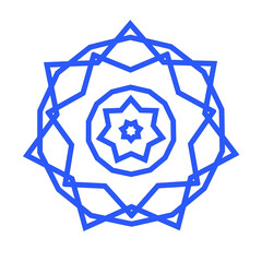 seven-pointed complex star made of blue lines, abstract modern design,
