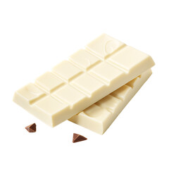 Milky white chocolate slabs stacked isolated background