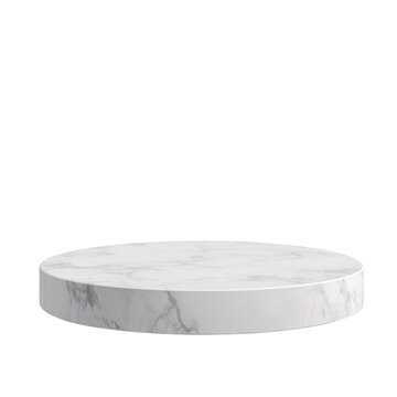 Cylindrical marble product placement podium platform isolated on white