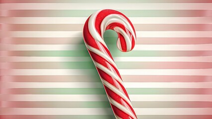 Obraz premium Christmas colorful striped candy cane in pink and red against a patterned background.
