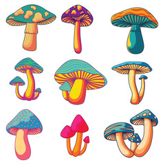 Mushrooms elements set collection vector illustration for your company or brand