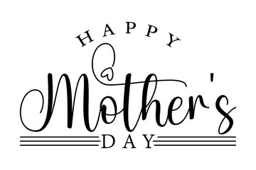 Happy Mother's Day hand drawn lettering vector illustration.