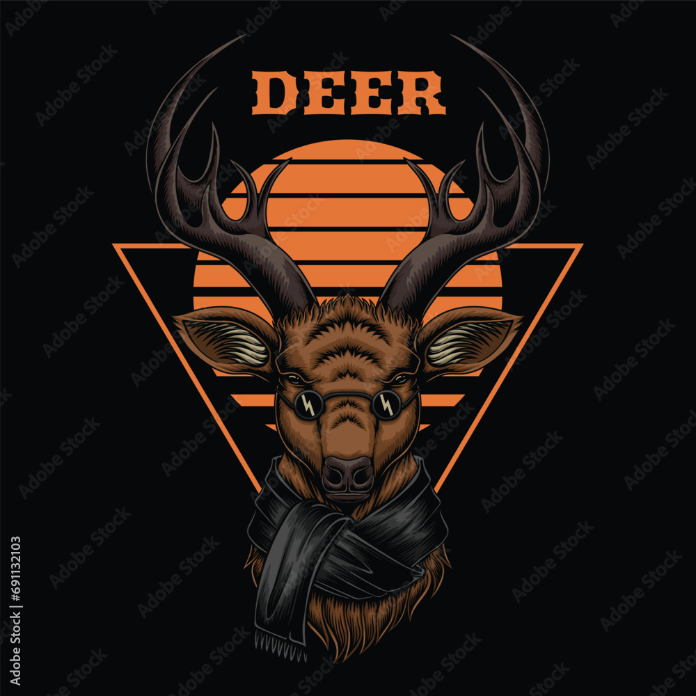 Wall mural Deer head wearing scraf vector illustration for your company or brand