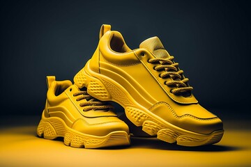 Sport shoes theme in yellow color