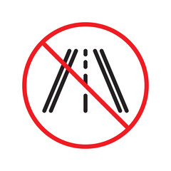 Forbidden road icon. No pass vector icon. No access pictogram. Prohibited road sign vector icon. Warning, danger, caution, attention, restriction. No way flat pictogram. Do not enter. Danger turn icon