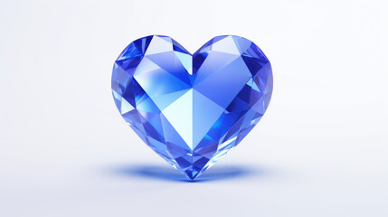 A 3d heart icon, 3d icon, crystal glass material on white background