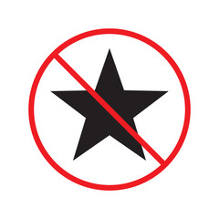 No star icon. Forbidden star icon. No stars vector sign. Prohibited star vector icon. Warning, caution, attention, restriction, label, ban, danger. UX UI