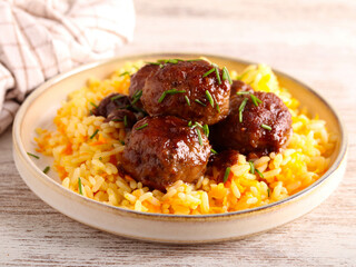 beef meatballs with rice