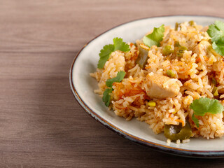 Turkey fillet, beans, peas and rice