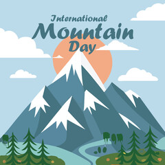 Fototapeta na wymiar International Mountain Day Mon, Dec 11, 2023. International Mountain Day is celebrated annually on 11 December to to create awareness about the importance of mountains to life.