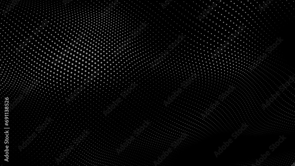 Wall mural dot white black wave technology texture background. abstract big data digital concept. 3d rendering.