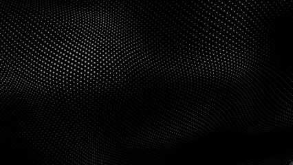 Dot white black wave technology texture background. Abstract big data digital concept. 3d rendering.