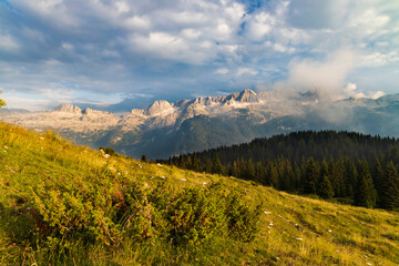 Obraz premium Dolomites on Italian and Slovenian border around mountain Monte Ursic with 2541 m in Julian Alps