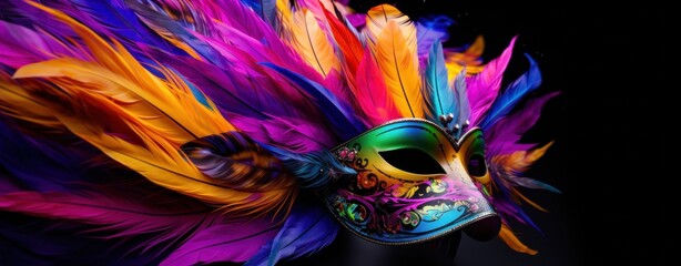 colorful mask with feathers and other decorations