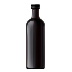 Black wine bottle isolated on transparent background