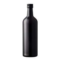 Black wine bottle isolated on transparent background