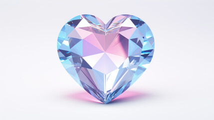 Naklejka na ściany i meble A 3d heart icon, 3d icon, crystal glass material on white background