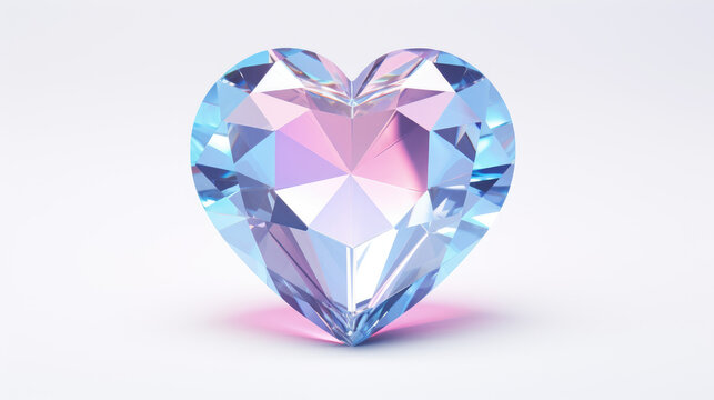 A 3d heart icon, 3d icon, crystal glass material on white background