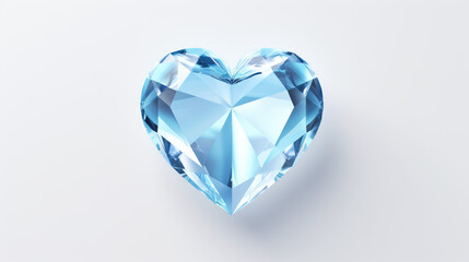 Fototapeta premium A 3d heart icon, 3d icon, crystal glass material on white background