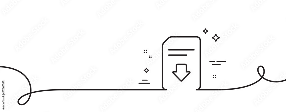 Poster download document line icon. continuous one line with curl. information file sign. paper page concep