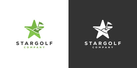 Obraz premium Star Golf Logo Design with Modern Minimalist Style. Golf Star Logo Icon Symbol Vector Design Template.