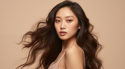Naklejka premium asian Woman bayalage hair 