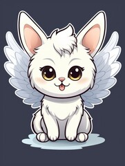 Cartoon sticker sweet angel rabbit, AI