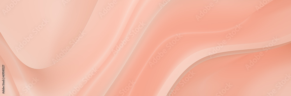 Poster dynamic gentle waves. curve shape. abstract peach background. 3d rendering