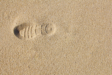 Footprint marked on the sand