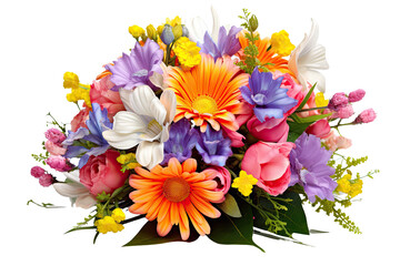 A colorful bouquet of mixed spring flowers, symbolizing freshness and natural beauty