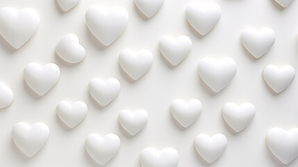 White hearts on light background. Monochrome love look. Valentine's day background. 