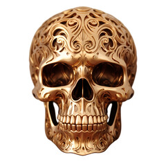 Fototapeta premium Golden skull isolated on transparent background