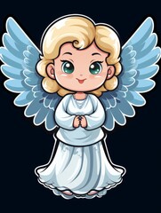 Cartoon sticker sweet angel, AI