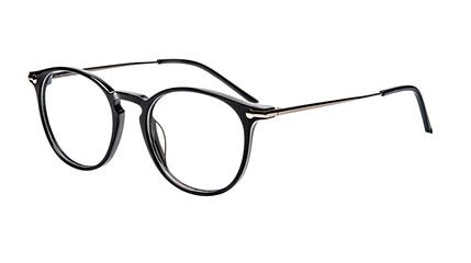 A pair of classic, black-rimmed eyeglasses, focused on the clarity and simplicity of the design - obrazy, fototapety, plakaty