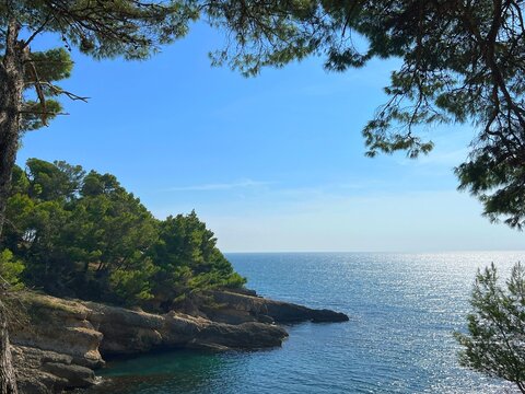 Landscape with sea, rocks and sky.