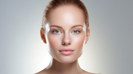 A beautiful woman model face for skin care background - obrazy, fototapety, plakaty