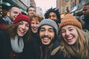 Multiethnic group of happy people having fun on their vacation