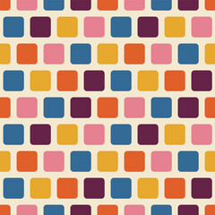 Abstract seamless pattern of colored rounded squares. Geometry pattern.