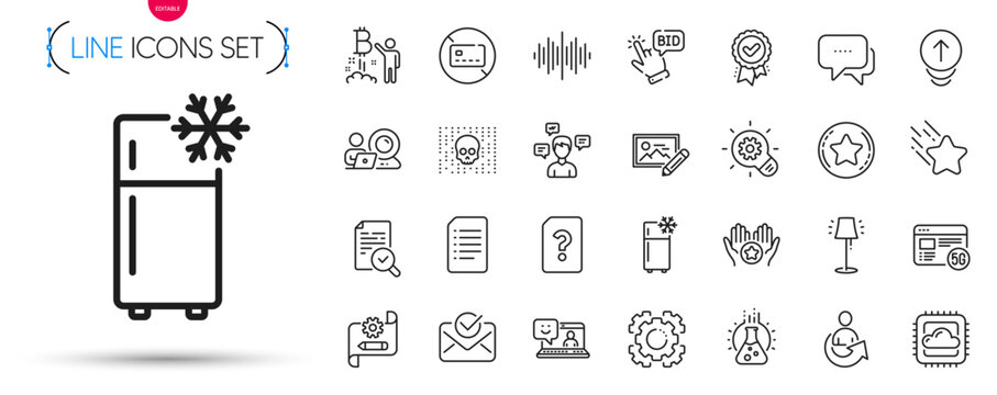 Pack of No card, Approved mail and Sound wave line icons. Include Chemistry lab, Cyber attack, Message pictogram icons. Document, Bitcoin project, Approved award signs. Share, Favorite. Vector